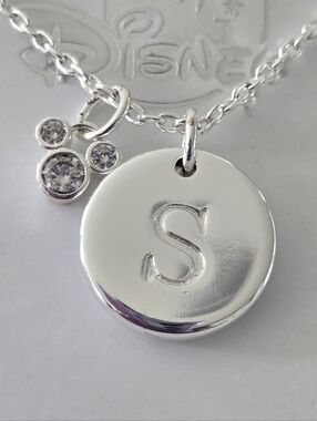 Mickey Mouse Silver-Tone Initial "S" Pendant Necklace